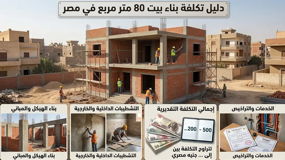 تكلفة بناء منزل 80 متر في مصر 2026 – أسعار البناء والتشطيب بالتفصيل